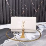 Saint Laurent Kate Medium Tassel In Crocodile White 24cm - Image 2