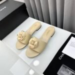 Chanel Camellia Slides Beige - Image 5
