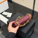Chanel Wallet On Chain Gold Tone Metal Dark Burgundy 19Cm - Image 5