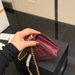 Chanel Wallet On Chain Gold Tone Metal Dark Burgundy 19Cm - Image 7