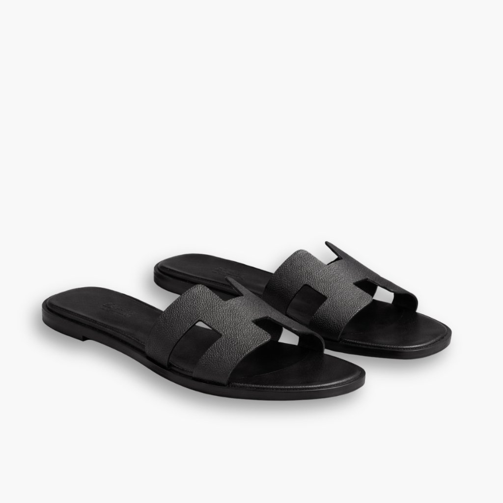 myele-1 Hermes Oran Slide Sandals Black - Image 1