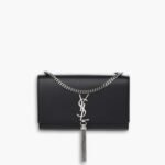 Saint Laurent Kate Medium In Grain De Poudre Mirror Effect Black 24Cm