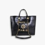 Chanel Deauville Shopping Tote Bag Black 38cm