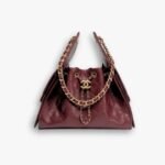 Chanel 25 Small Handbag Grained & Gold-Tone Metal Dard Red 26Cm