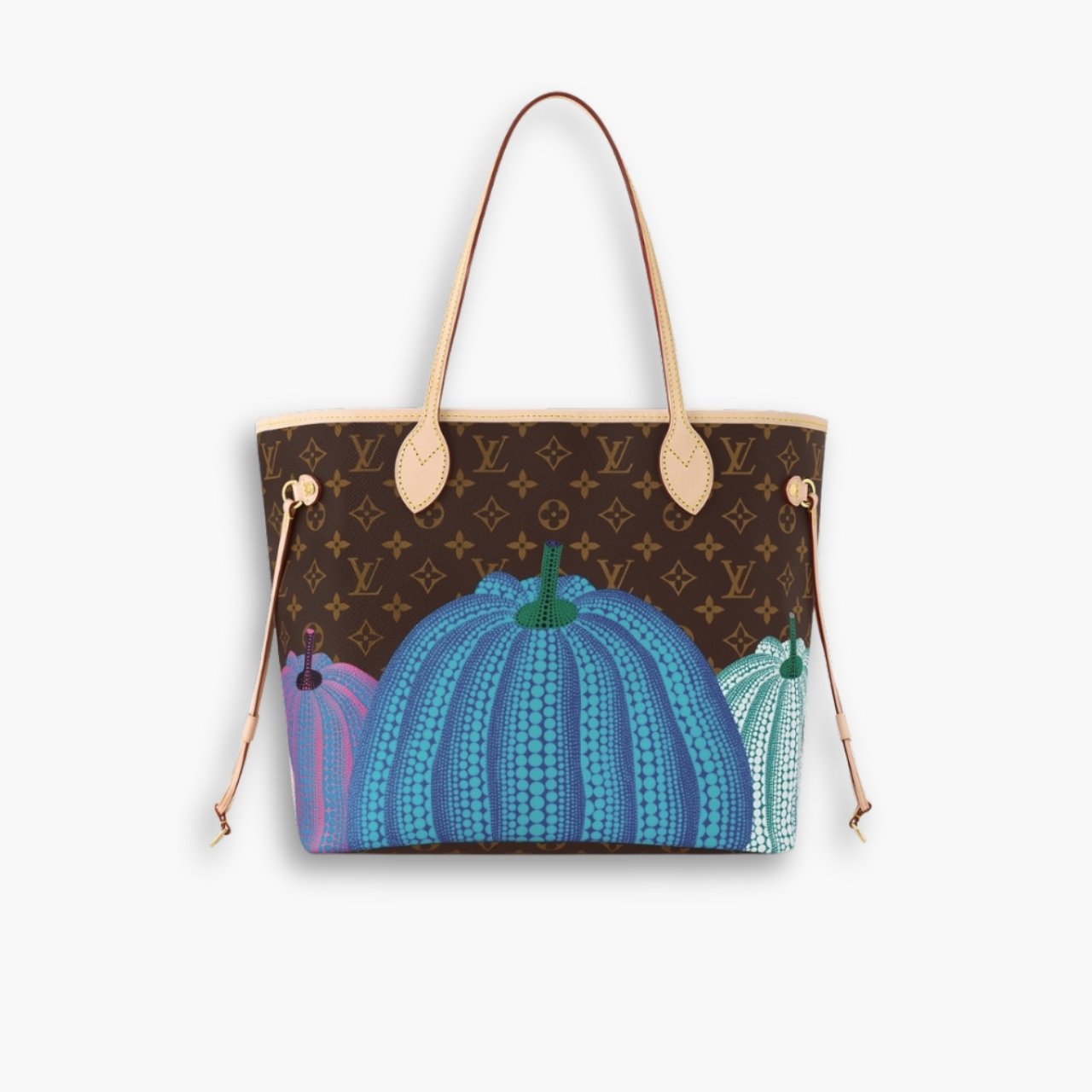 myelegous-1280-x-1280-px-9-1-1-1 Louis Vuitton x Yayoi Kusama Neverfull MM Monogram Pumpkin Dots Blue 31Cm - Image 1
